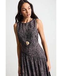 Warehouse Women's Printed Chiffon Tiered Maxi Dress