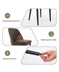 gaomon Modern Linen Upholstered Dining Chair Set with Curved Back and Solid Wood Legs