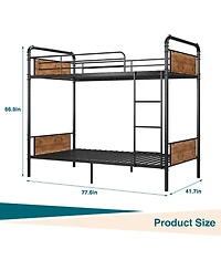 gaomon Twin Metal Bunk Bed Twin Over Twin With Ladders Tall Guardrail Space Saving For Kids Adults No Box Spring