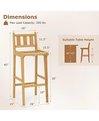 sumyeg 30-Inch Teak Wood Outdoor Bar Chair with Backrest and Footrest