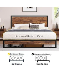 gaomon King Bed Frame With Wood Headboard Footboard Under Bed Storage No Box Spring Easy Assembly