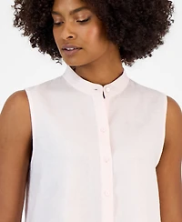 Eileen Fisher Women's Linen Sleeveless Band-Collar Shirt