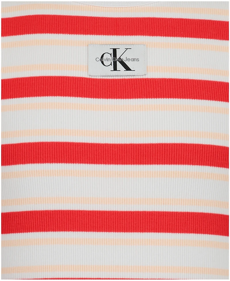 Calvin Klein Girls' 7-16 Striped Crewneck Tank Dress