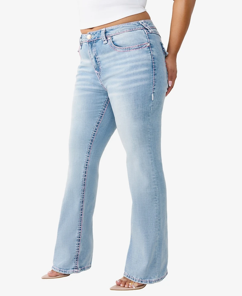 True Religion Plus Becca Mid-Rise Bootcut Super T-Flap Jeans