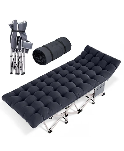 Folding Camping Cot with Removable Cotton Mattress for Office, Home and Beach, 450 lbs