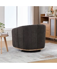 Streamdale Furniture 31.89" Wide Modern Chenille Swivel Chair, Upholstered Barrel Armchair for Living Room, Office