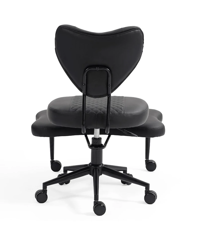 Streamdale Ergonomic Cross-Legged Swivel Chair, Adjustable Height, Pu Leather, Black
