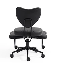 Streamdale Ergonomic Cross-Legged Swivel Chair, Adjustable Height, Pu Leather, Black