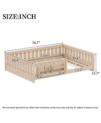 Streamdale Furniture Wood Full Platform Bed w/ Guardrail & Storage Shelves