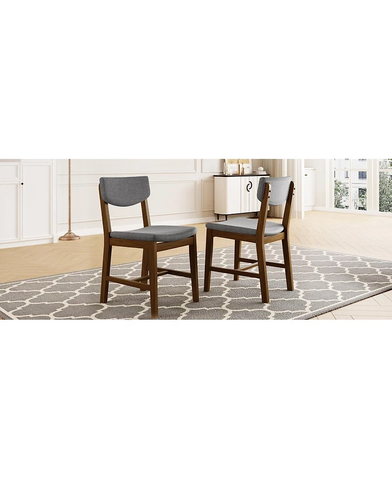 Streamdale Furniture 4-Piece Rustic Farmhouse Dining Chair - Solid Wood Fabric Cushion