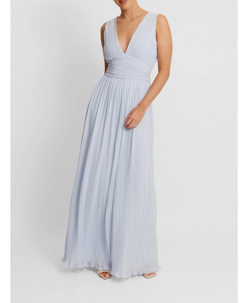 Six Stories Women's Pleated Plunge Maxi Dress