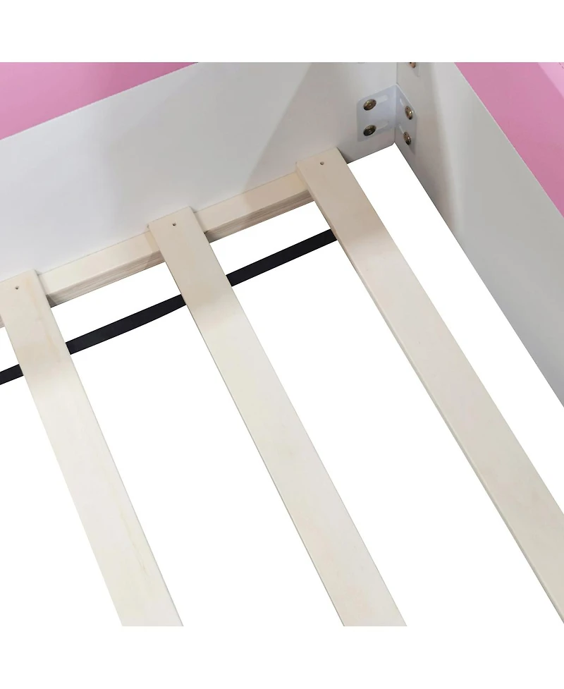 Streamdale Furniture Twin Size Upholstered Daybed with Fence and Stairs