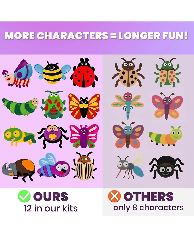 Quokka Kids Crafts Ages 4-8 Diy Beginner Needle and Thread Kit - 12 Sewing Basic