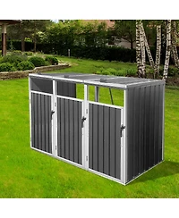 Streamdale Furniture Streamdale Metal Outdoor Garbage Bin Shed for 3 Trash Cans