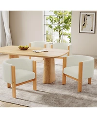 Streamdale Furniture Streamdale Upholstered Dining Chairs Set of 4, White Boucle Fabric, Modern Armchairs