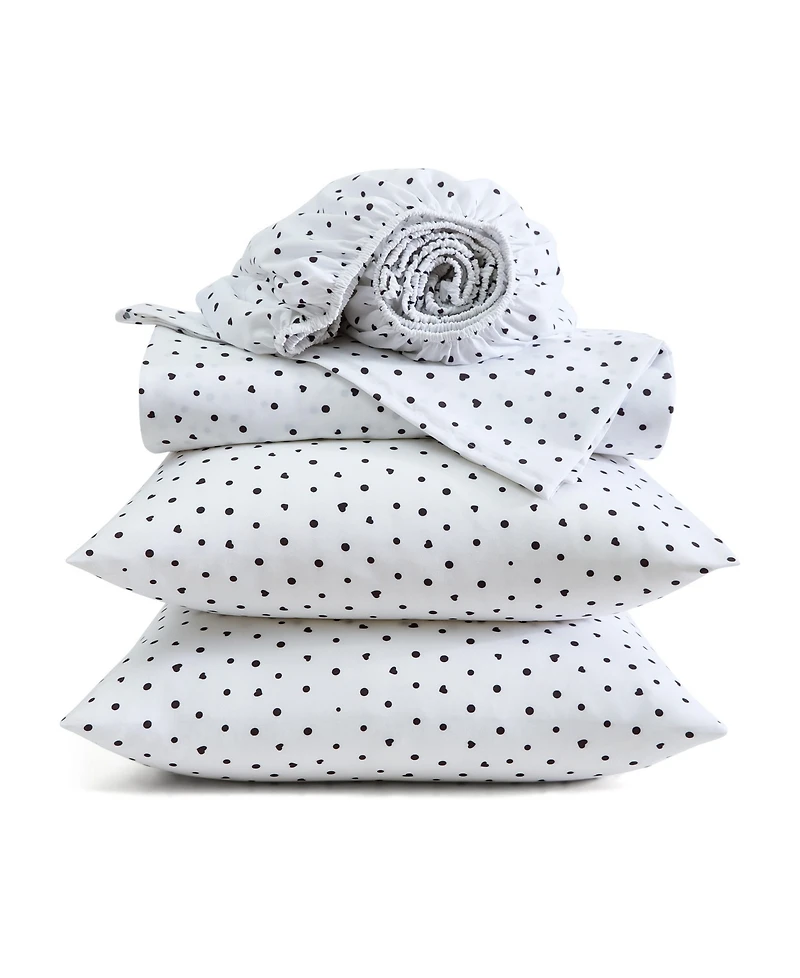 Betsey Johnson Polka Dot Heart Printed Microfiber 3-Pc.Sheet Set, Twin