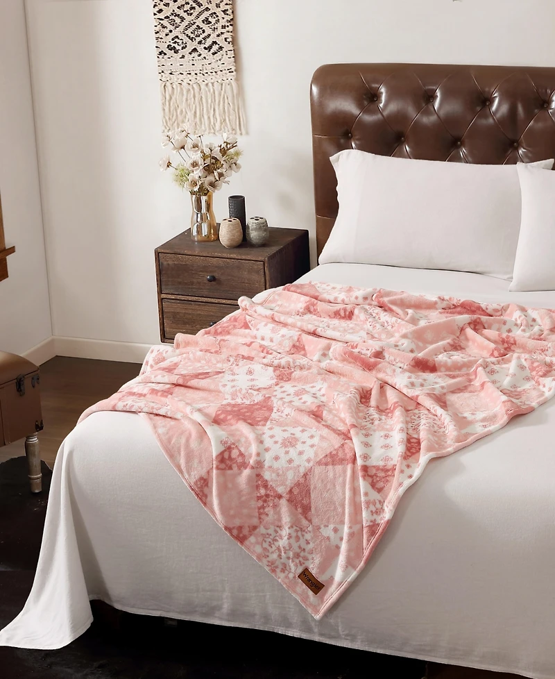 Wrangler Rodeo Patchwork Printed Plush Throw, 70" X 50"