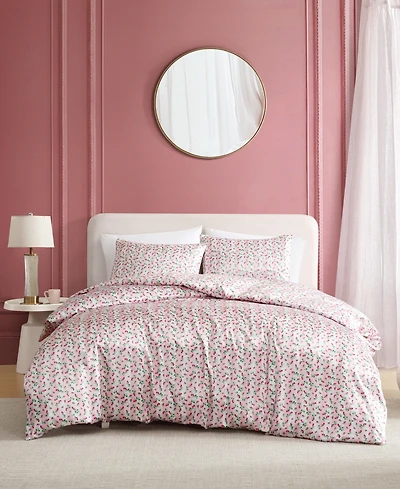 Betsey Johnson Rose Stripe Satin 3-Pc. Duvet Cover Set