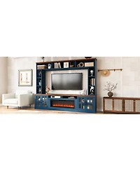 Streamdale Furniture Entertainment Center with Bookshelves & Electric Fireplace for TVs up to 80