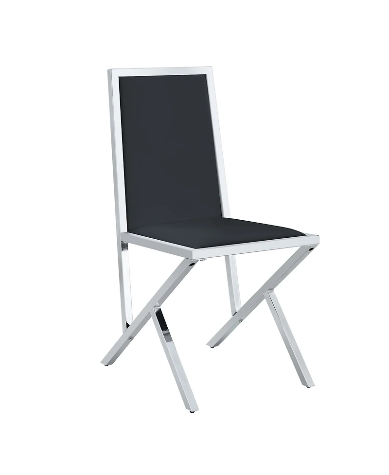Streamdale Furniture 2-pack Black Pu dining chairs with silver metal legs.