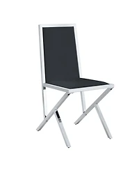 Streamdale Furniture 2-pack Black Pu dining chairs with silver metal legs.