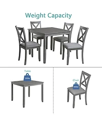 Streamdale Elegant 5-piece Wooden Dining Table Set with 4 Chairs