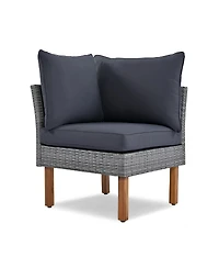 Streamdale Furniture 9-Piece Outdoor Patio Wicker Furniture Set with Acacia Wood Legs