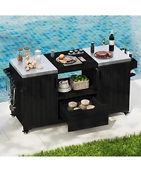 Streamdale Furniture 66.5" Outdoor Kitchen Island for Big Green Egg