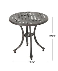 Streamdale Furniture Cast Aluminum Bronze Finish Lattice Design Side Table