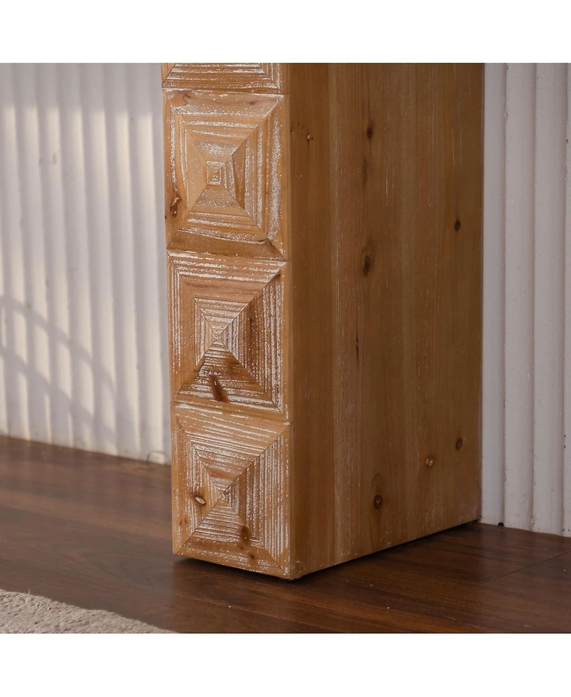 Streamdale Furniture Rustic Geometric Carved Console Table