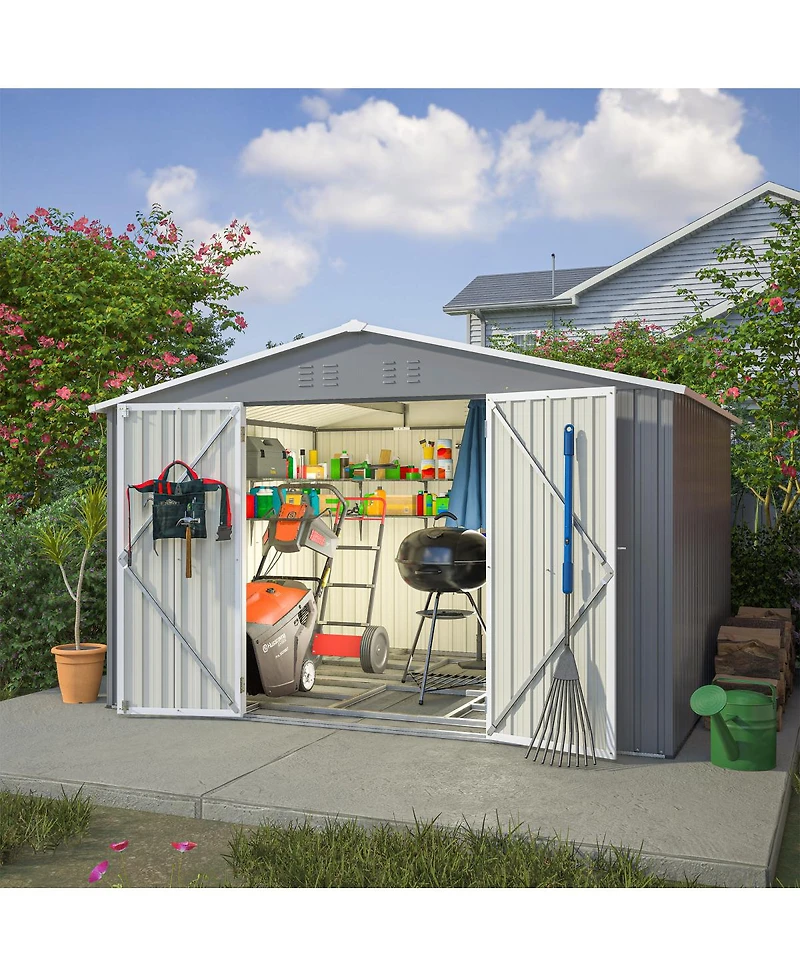 Streamdale Furniture Streamdale 10x8 Ft Outdoor Tool Storage Shed, All Weather Metal Shed