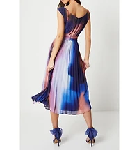 Coast Women's Printed Pleated V-Neck Midi Dress