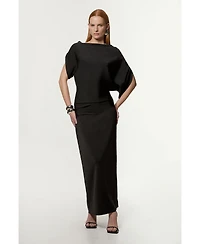 Karen Millen Women's Dropped Waist Asymmetric Maxi Dress