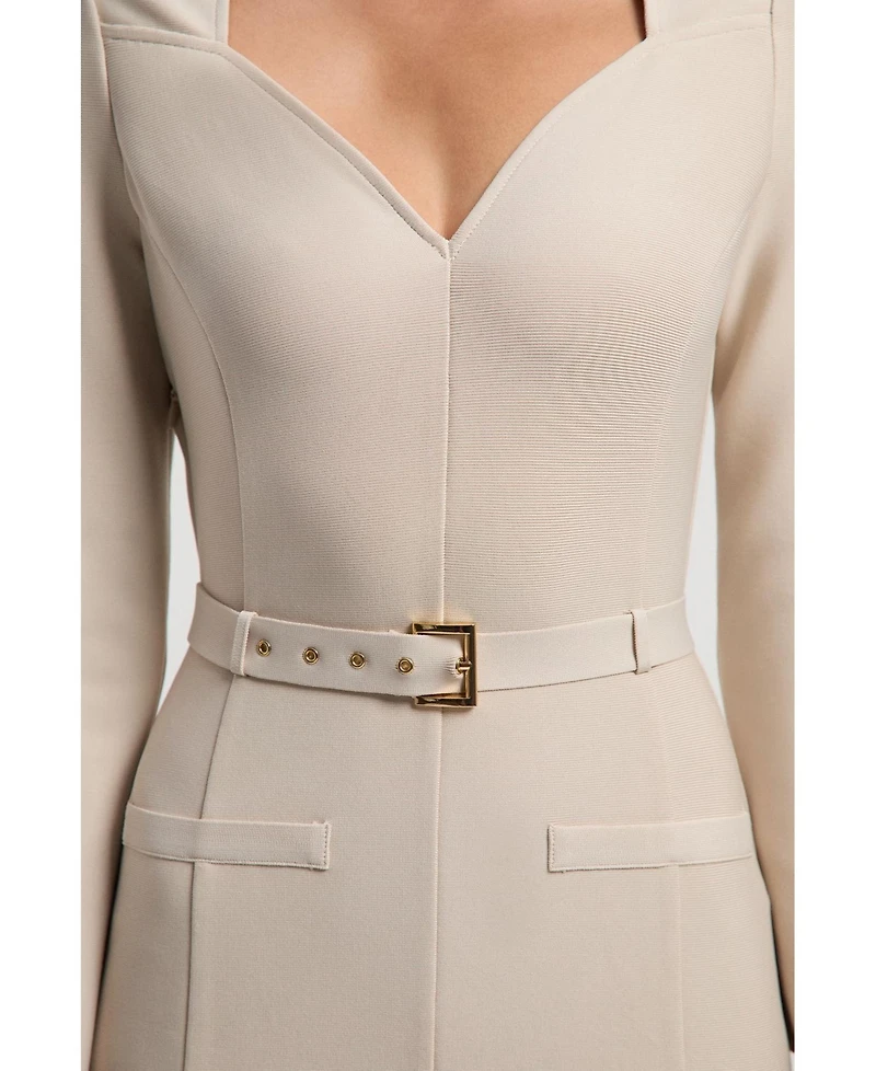 Karen Millen Women's Figure Form Bandage Belted Midi Dress