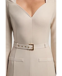 Karen Millen Women's Figure Form Bandage Belted Midi Dress