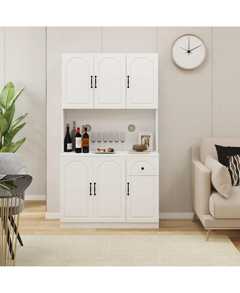 Streamdale Furniture Kitchen Pantry Storage Cabinet with Microwave Oven Countertop