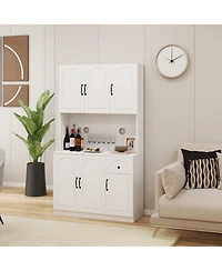 Streamdale Furniture Kitchen Pantry Storage Cabinet with Microwave Oven Countertop