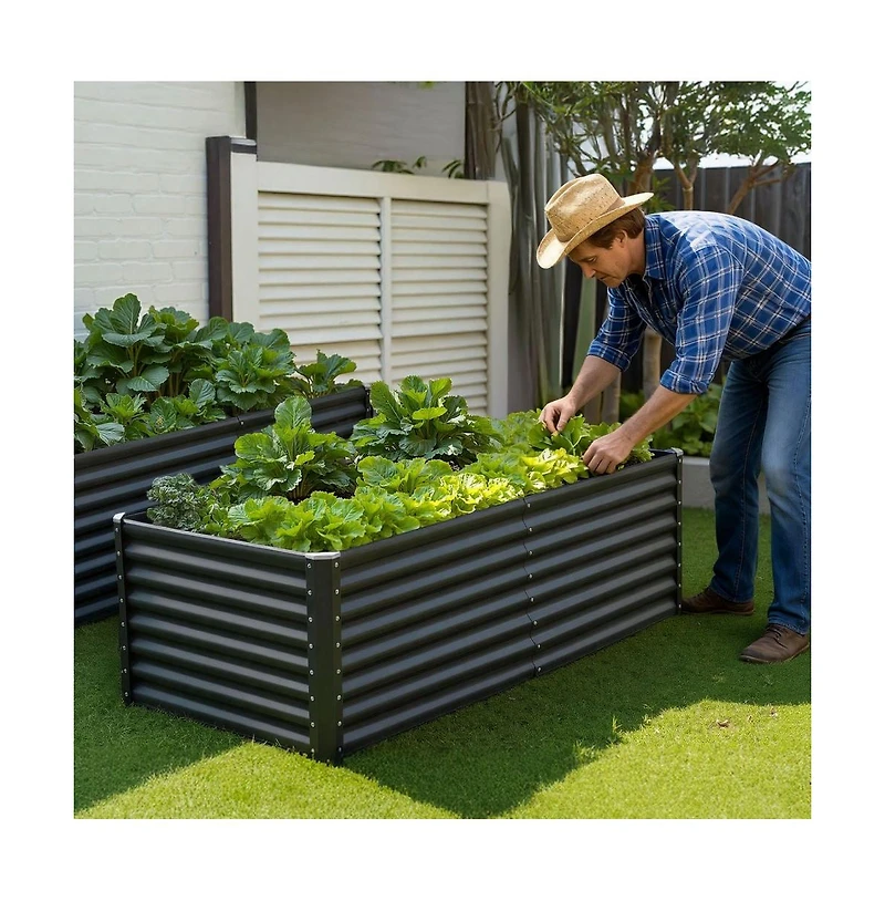 Slickblue 6x3x2 ft Galvanized Metal Raised Garden Bed
