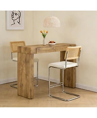 Streamdale Furniture Pu leather bar chair & wood grain bar table set with storage