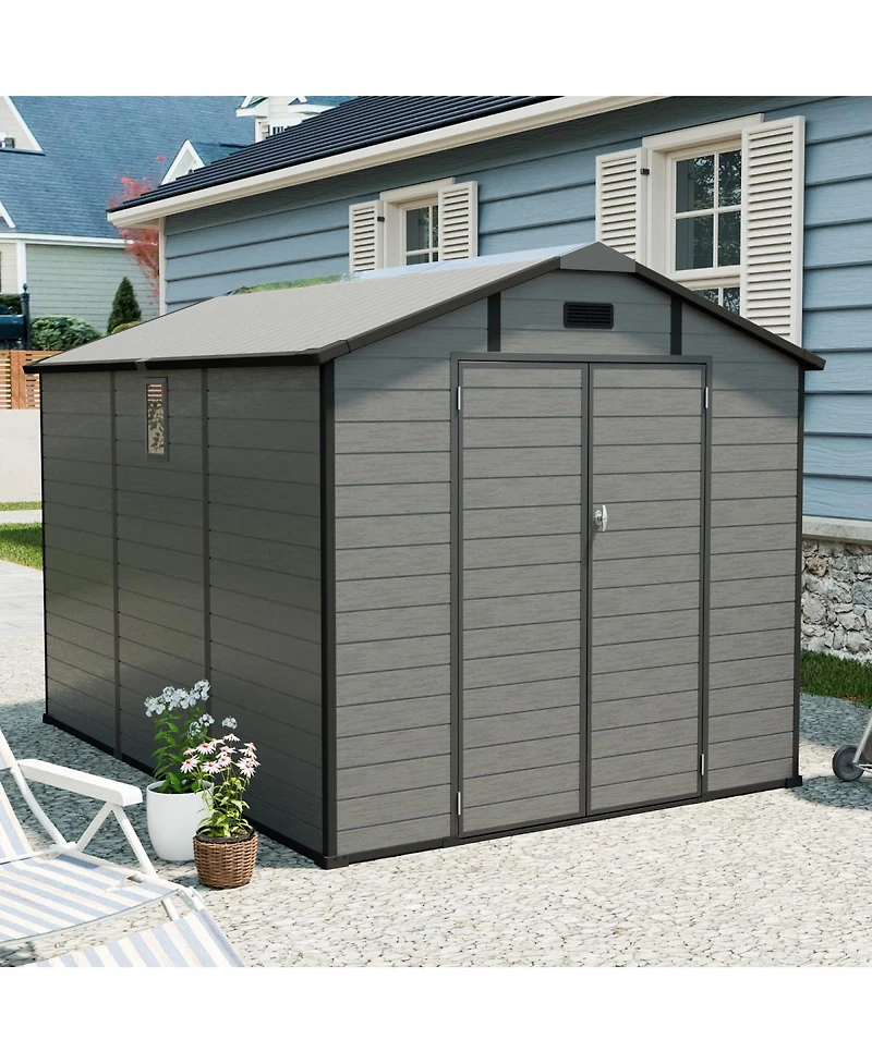 Streamdale Furniture Streamdale 8x10 Ft Plastic Outdoor Storage Shed - Lockable Resin Tool Shed