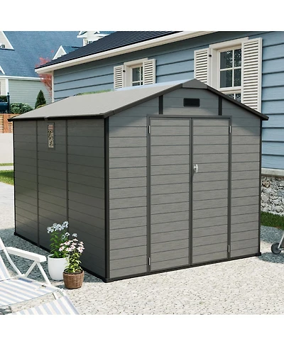 Streamdale Furniture Streamdale 8x10 Ft Plastic Outdoor Storage Shed - Lockable Resin Tool Shed
