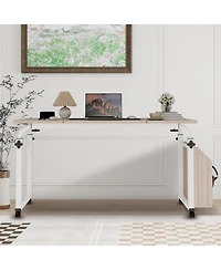 gaomon Overbed Laptop Table with Wheels, Adjustable Desk Cart with Tilt Board, Rolling Bed Eating Table for Home & Hospital