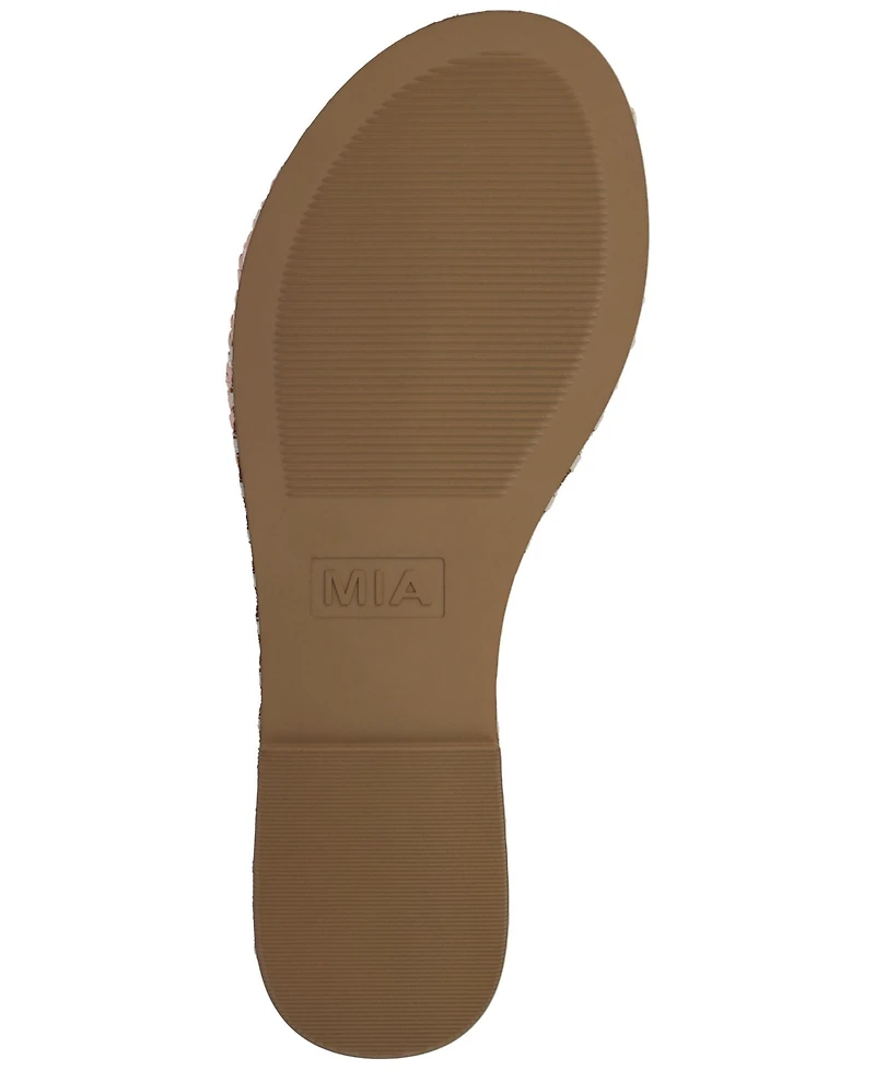 Mia Women's Braided Raffia Gold-Tone Hardware Slip-On Slide Sandals