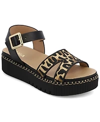 Mia Women's Jaiden Crossover Ankle-Strap Flatform Casual Sandals