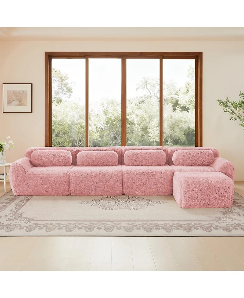 Streamdale Furniture L-shaped Plush Fabric Modular Sectional Sofa, 32D Sponge, Free Combination