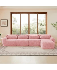 Streamdale Furniture L-shaped Plush Fabric Modular Sectional Sofa, 32D Sponge, Free Combination