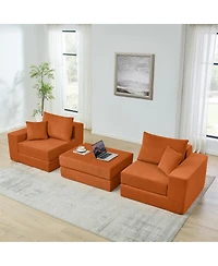 Streamdale Furniture Modular Cloud Sectional Couch, Modern L-Shaped Sofa with Ottoman