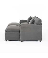 Streamdale Furniture Deep Seat Sectional Cloud Sofa with 2 Ottomans & Pillows