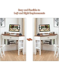 Corner Computer Desk Laptop Writing Table Wood Workstation