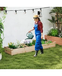 Gymax Raised Garden Bed Wooden Elevated Planter w/2 Planter Boxes 7 Compartments